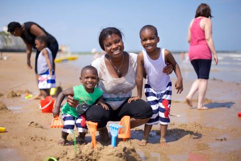 Family on the beach