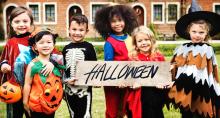 Children in Halloween costumes