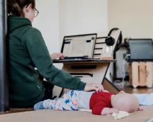 Working mum with baby