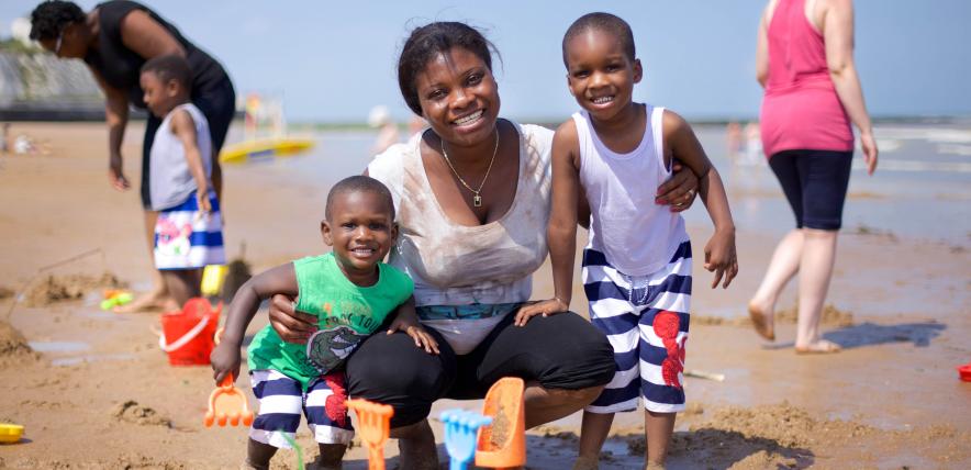 Family on the beach