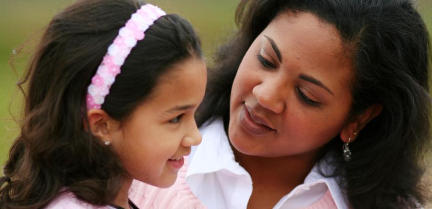 Mother and daughter talking